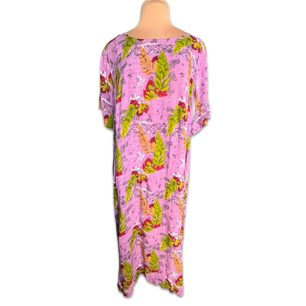 Vintage Pineapple Moon Purple Floral Maxi Dress Plus‎ Size 2X 90s Rayon Vacation
